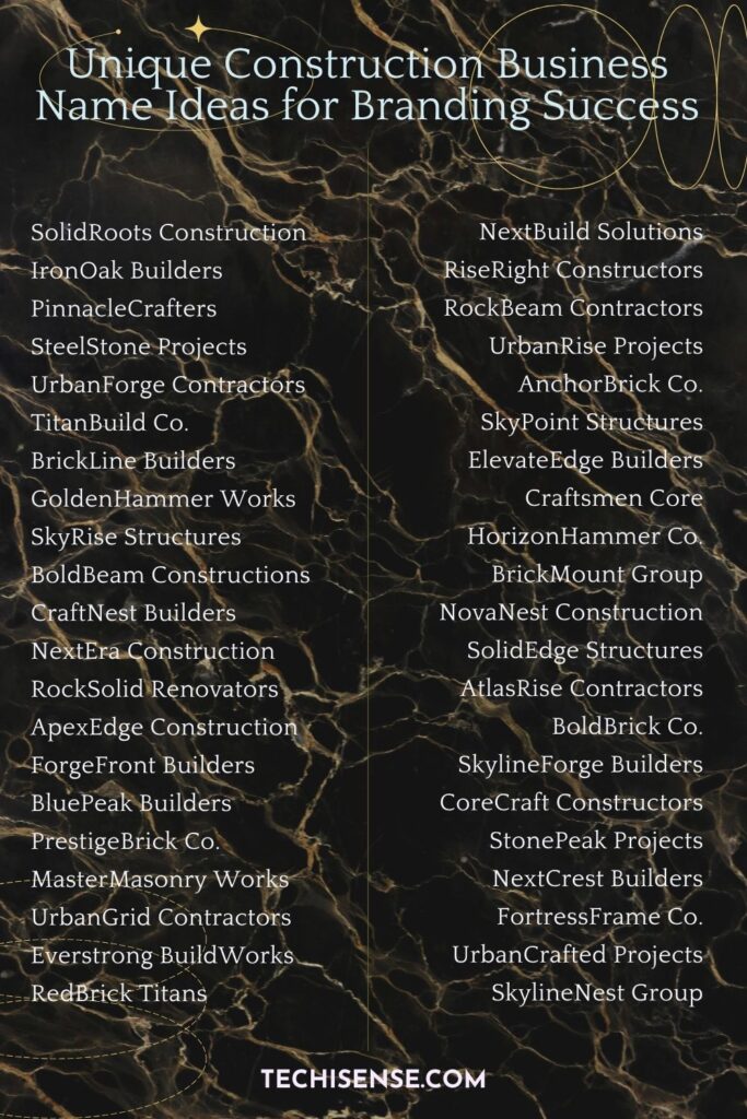Unique Construction Business Name Ideas for Branding Success