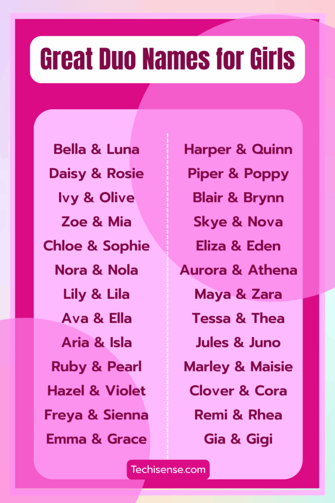 Great Duo Names for Girls