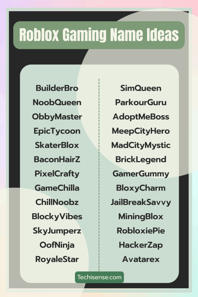 Roblox Gaming Names Ideas (2025)